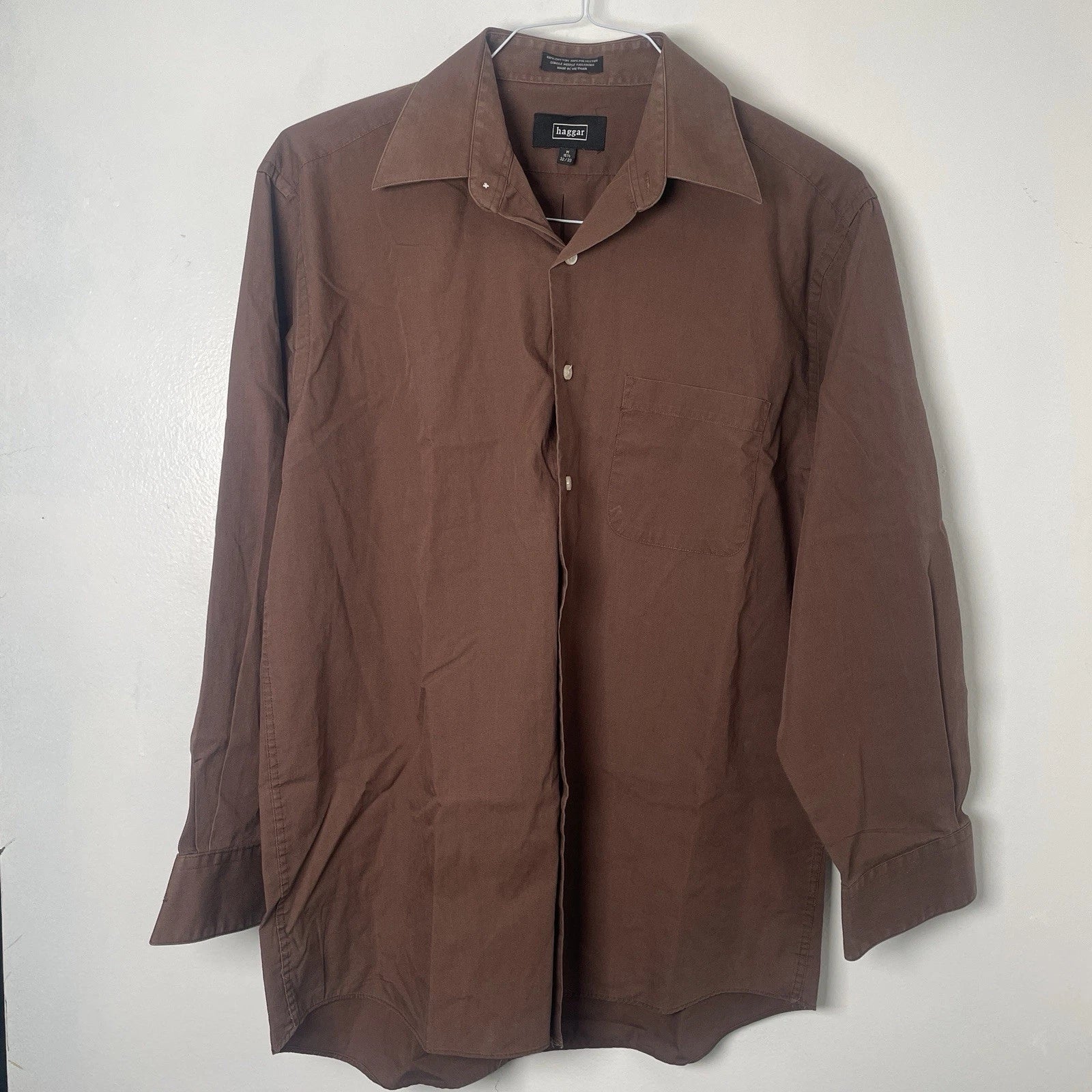 Men’s Brown Dress Shirt Haggar Size 15.5 32/33