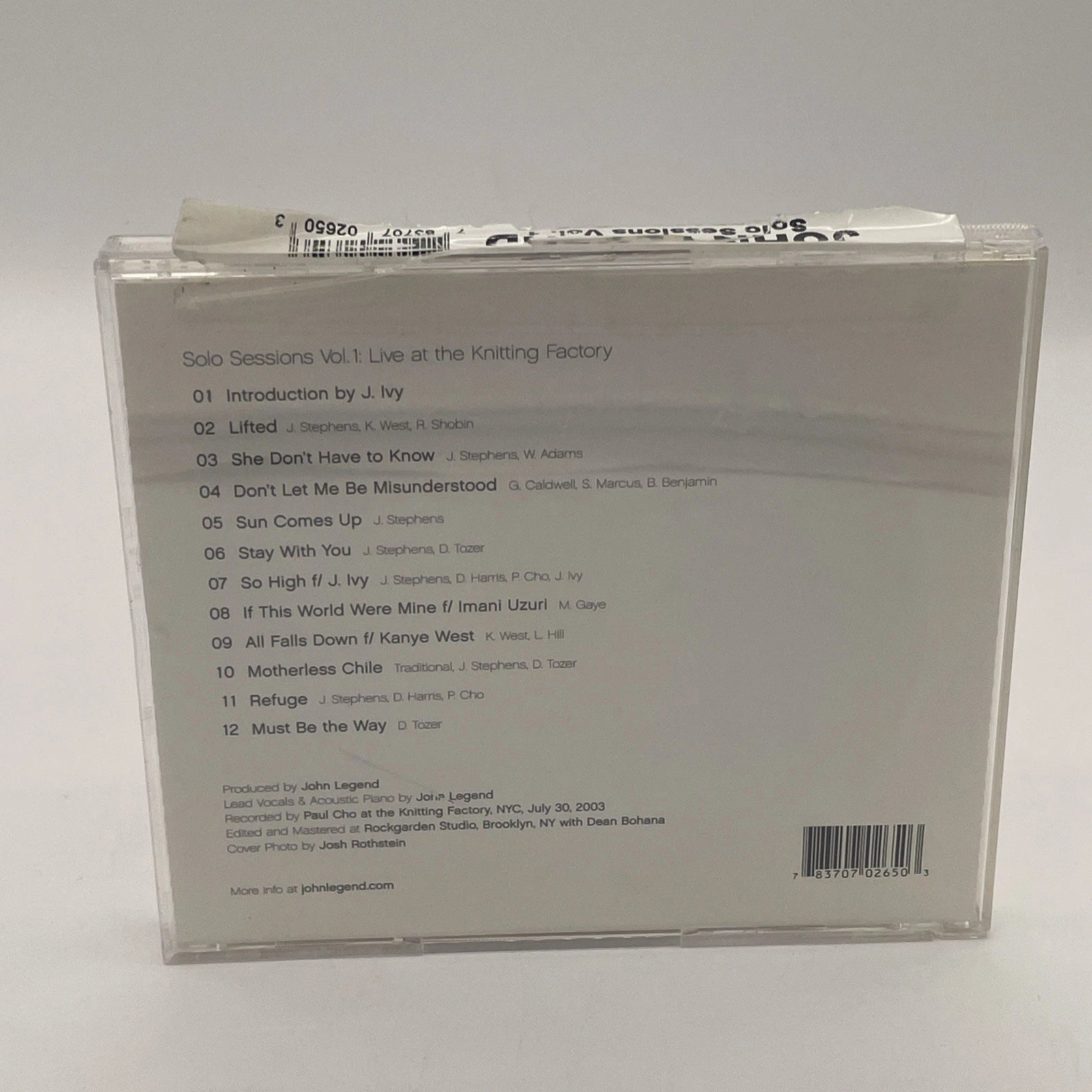 John Legend - Solo Sessions Vol. 1: Live At Knitting Factory, NYC 7/30/2003 CD