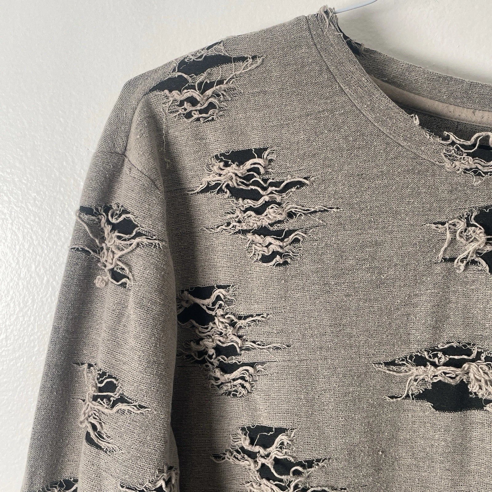 GBG Los Angeles Distressed Grey Long Sleeve Shirt