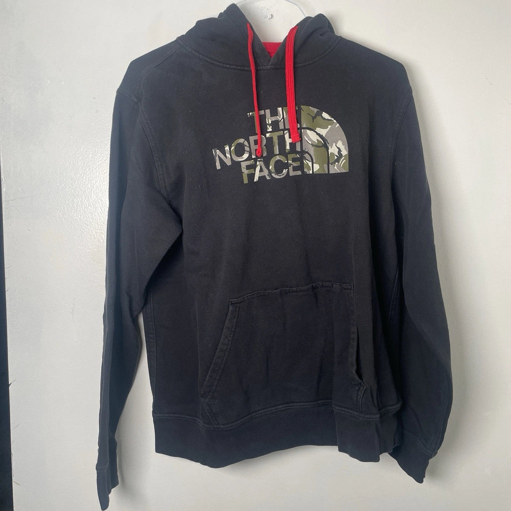 The North Face Men’s Medium Black Red Pullover Hoodie Camo Half Dome Logo