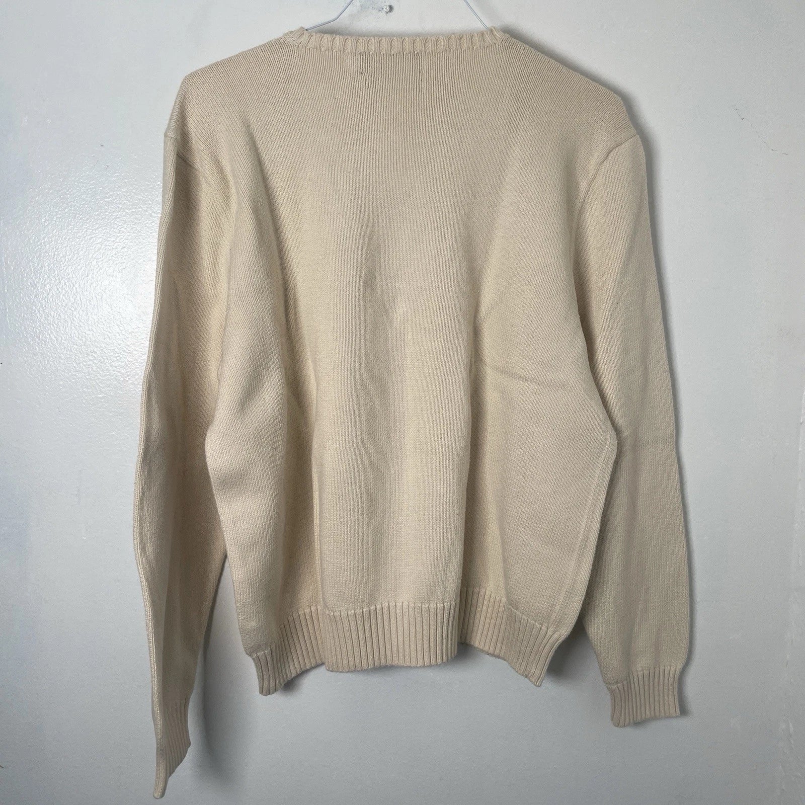 Vintage Polo Ralph Lauren Men’s XL Cotton Knit Crewneck Cweater Beige Cream