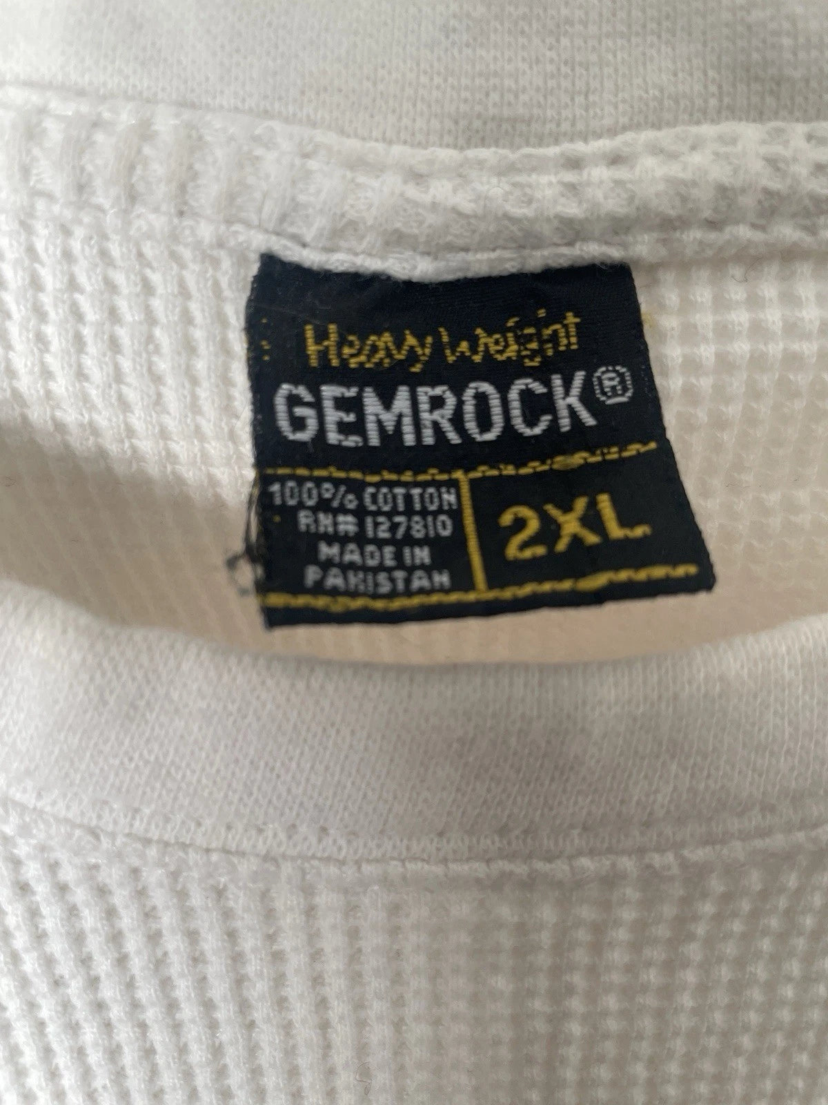 Heavyweight Gemrock Men’s 2XL White Pullover Cotton Sweater Waffle Knit Design