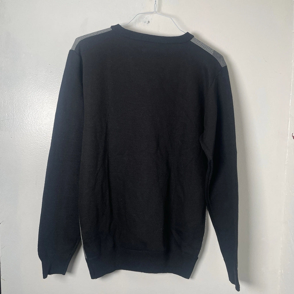 Studio By Omega Men’s Medium Pullover V-Neck Sweater Black Grey